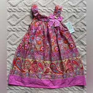 NWT Girls Bonnie Jean Dress - Sleeveless, Paisley Print Dress W/ Bow, Size 6